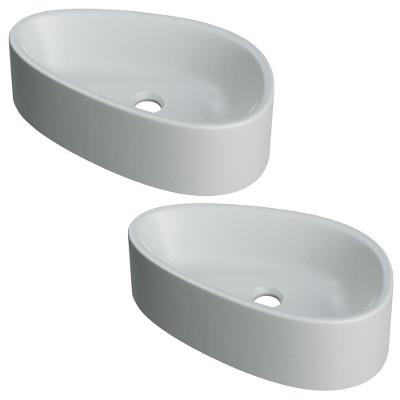 Kit 02 Cubas De Apoio Gota Para Banheiro Lavabo C01 Bg43w Cinza Matte Fosca - Lyam