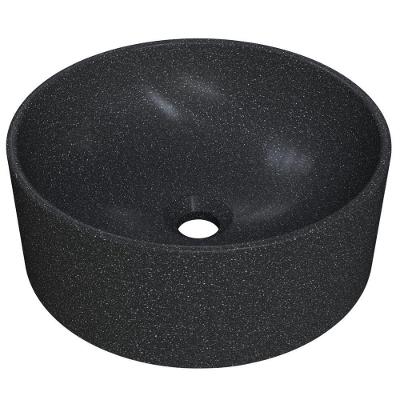 Cuba De Apoio Redonda Para Banheiro Lavabo C01 Bl34w Preto Granit Matte - Lyam