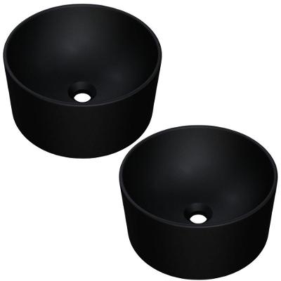 Kit 02 Cubas De Apoio Redonda Para Banheiro Lavabo C01 Bl30w Preto Matte Fosca - Lyam
