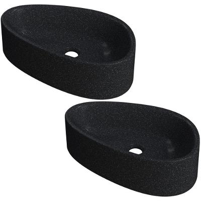 Kit 02 Cubas De Apoio Gota Para Banheiro Lavabo C01 Bg43w Preto Granit Matte - Lyam