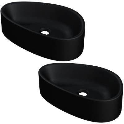Kit 02 Cubas De Apoio Gota Para Banheiro Lavabo C01 Bg43w Preto Matte Fosca - Lyam