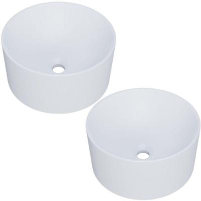 Kit 02 Cubas De Apoio Redonda Para Banheiro Lavabo C01 Bl30w Branca Matte Fosca - Lyam