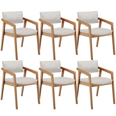 Kit 06 Cadeiras Para Sala De Jantar Estar Living Giorgia B04 Bouclê Cru - Lyam Decor