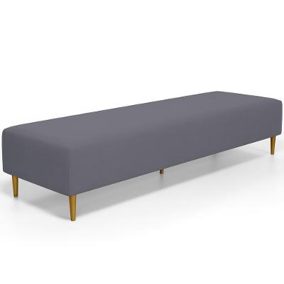 Puff Decorativo Sala De Estar Bali W01 Pés Palito 210x60cm Suede Cinza - Lyam Decor