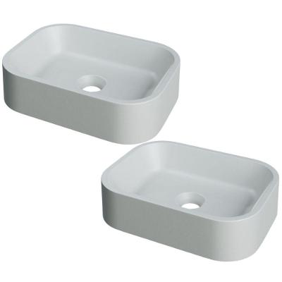 Kit 02 Cubas De Apoio Retangular Para Banheiro Lavabo C01 Br37w Cinza Matte Fosca - Lyam