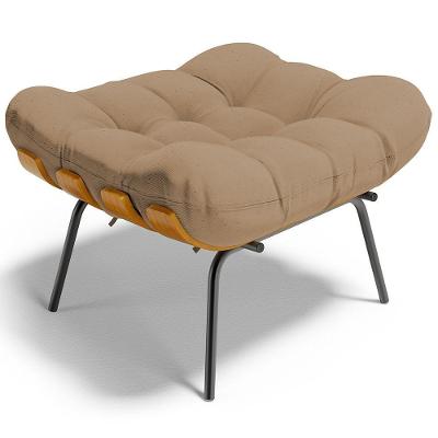 Puff Decorativo Sala De Estar Costela L02 Linho Bege Escuro - Lyam Decor