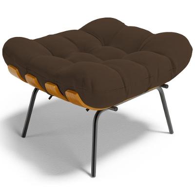Puff Decorativo Sala De Estar Costela L02 Suede Marrom - Lyam Decor