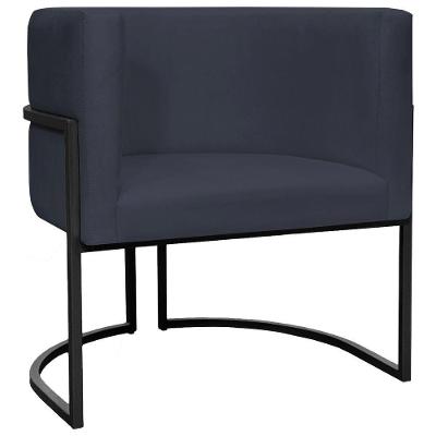 Poltrona Luna Suede Cores Base De Ferro Preta - Preto, Suede