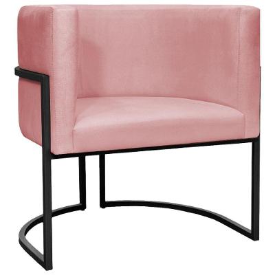 Poltrona Luna Suede Cores Base De Ferro Preta - Rosê, Suede