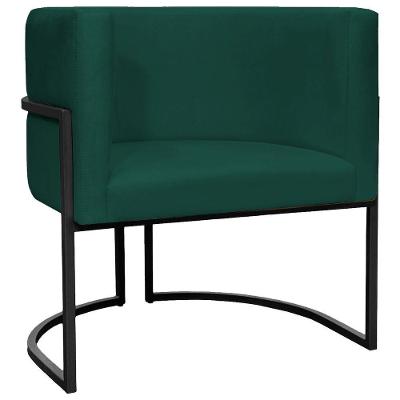Poltrona Luna Suede Cores Base De Ferro Preta - Verde, Suede
