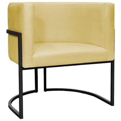 Poltrona Luna Suede Cores Base De Ferro Preta - Amarelo, Suede