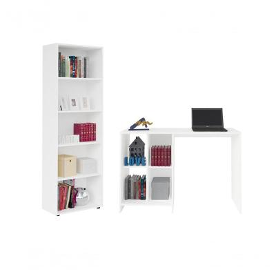 Conjunto Para Escritório Com Mesa 4 Nichos E Estante Branco Artely Branco