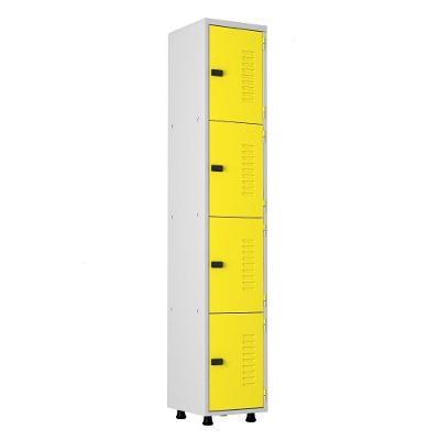 Armário Roupeiro Aço 4 Portas Academia Guarda Volume Ea701 Amarelo