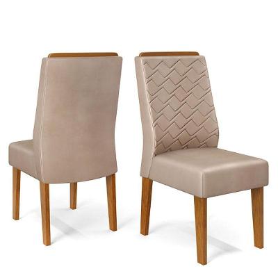 Cadeira Para Mesa De Jantar Lidia Kit 2 Peças Freijó Veludo Kraft - Dj Móveis