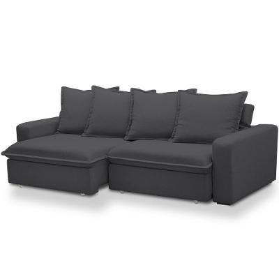 Sofá Retrátil Reclinável Para Sala De Estar Living 195cm Vêneto F04 Bouclê Grafite - Lyam Decor