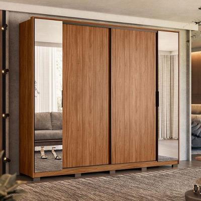 Guarda Roupa Casal Laredo Nogueira Touch Flex Com Espelho E Pés Demóbile - Demartêz