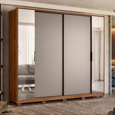 Guarda Roupa Casal Laredo Nogueira Nude Prime Tx Flex Com Espelho E Pés Demóbile - Demartêz