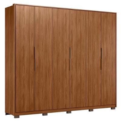 Guarda Roupa Casal Atrice 6 Portas Nogueira Touch Com Pés Demóbile