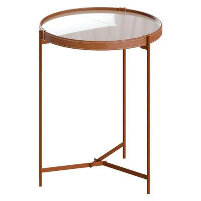 Mesa Lateral Aqua Grande Com Vidro Off White Cobre - Imcal