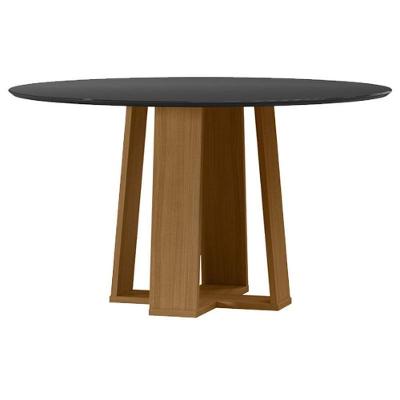 Mesa De Jantar Isabela 135x135 Cm Com Vidro Ype Preto - New Ceval