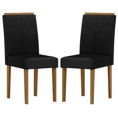 Cadeira Para Mesa De Jantar Amanda Kit 2 Peças Ype Veludo Preto - New Ceval