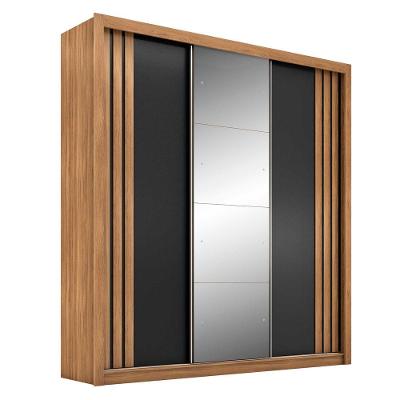 Guarda Roupa Casal 3 Portas Moema Amendola Touch/nude Preto Prime Tx Flex - Demóbile