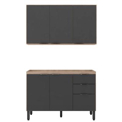 Cozinha Modular 2 Peças Firenze Composição Fi0009 Avena/grafito - Demóbile