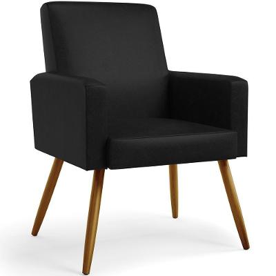 Poltrona Decorativa Para Sala De Estar Maria W01 Pés Palito Couríssimo Preto