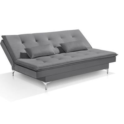 Sofá Cama Bangkok Alto Conforto Aveludado C Almofadas Cor cinza