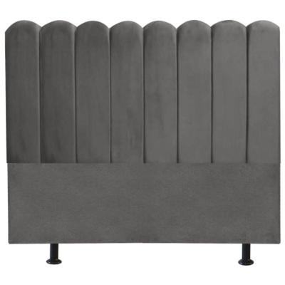 Cabeceira Estofada Cama Box King 195 Cm Maitê Suede Cor:cinza Escuro