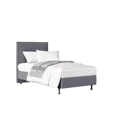 Cama Solteiro One com Cabeceira Moderna Em Mdf Pé Eucalipto cinza