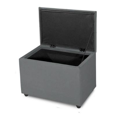 Puff Baú 60cm Porta Brinquedo Organização Assento Decorativo Cor cinza