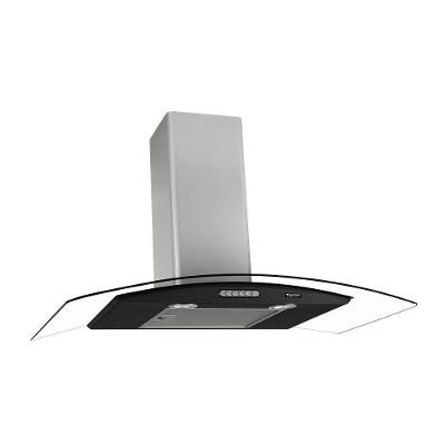 Coifa Terim Parede Vidro Curvo 80 Cm Duto Slim Black Inox 110V