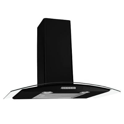 Coifa De Parede 70cm Vidro Curvo Duto Slim Fogatti Preto 110