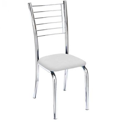 Cadeira De Jantar Lara Cromada Para Cozinha Assento Sintético Branco - Aurora Line