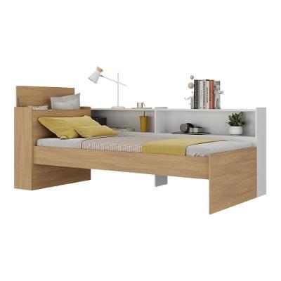 Cama De Solteiro Com Colchão Incluso Baú Embutido e Prateleira Multimóveis Mp4260 Rustic Branco