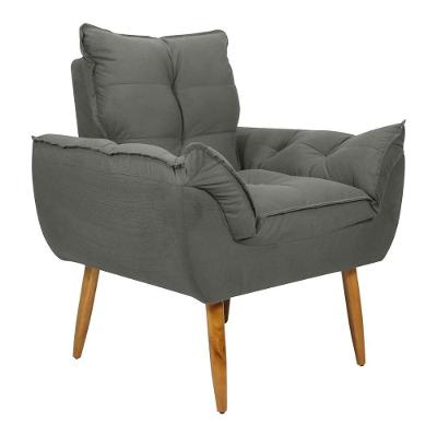Poltrona Decorativa 88cm Com Pés Retrô Multimóveis Cr45269 Cinza