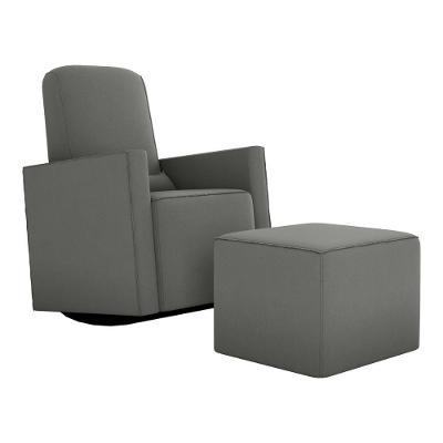 Poltrona De Balanço 66cm Com Puff Multimóveis Cr45268 Cinza