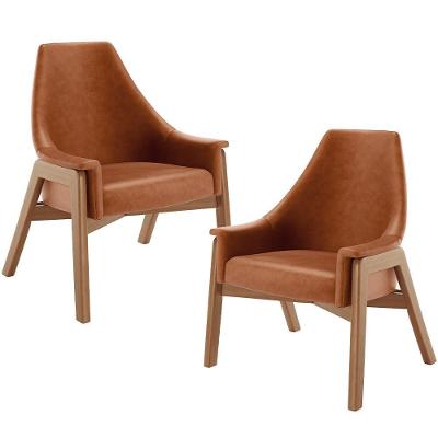 Kit 02 Poltronas Decorativa Sakura L02 Couríssimo Camel