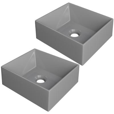 Kit 02 Cubas De Apoio Retangular Lavabo C01 Rt30w Cinza - Lyam