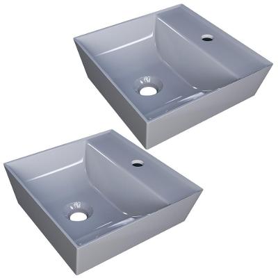 Kit 02 Cubas De Apoio Angular Quadrada Lavabo Volcano C01 Aq33w Cinza - Lyam