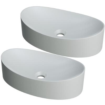 Kit 02 Cubas De Apoio Canoa Lavabo C01 Bc47w Cinza Matte Fosca - Lyam