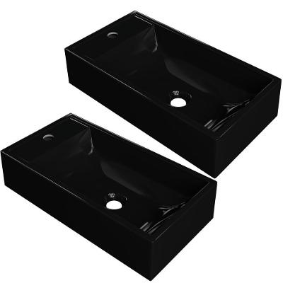 Kit 02 Cubas De Apoio Retangular Lavabo Roma C01 Rl545w Preto - Lyam