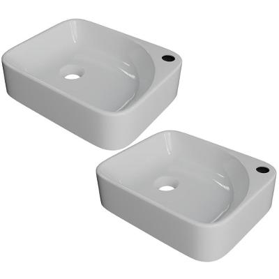 Kit 02 Cubas De Apoio Retangular Lavabo Cross C01 Ro36w Branco - Lyam