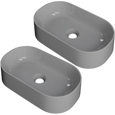 Kit 02 Cubas De Apoio Oval Lavabo Laila C01 O42w Cinza - Lyam