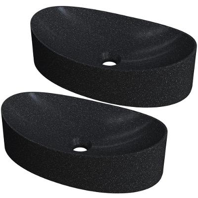 Kit 02 Cubas De Apoio Canoa Lavabo C01 Bc47w Preto Granit - Lyam