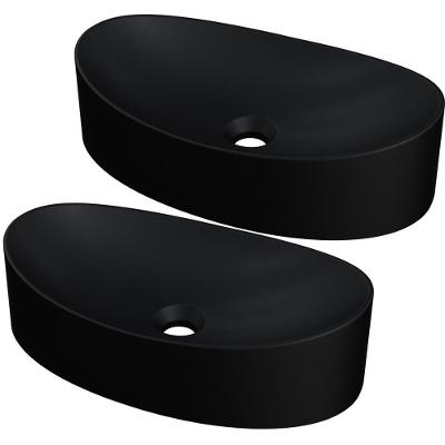 Kit 02 Cubas De Apoio Canoa Lavabo C01 Bc47w Preto Matte Fosca - Lyam