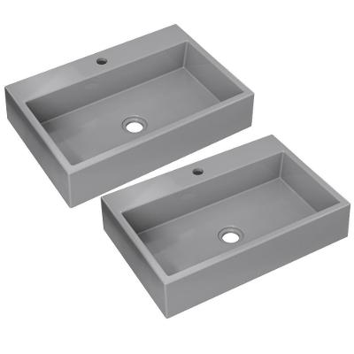 Kit 02 Cubas De Apoio Retangular Lavabo Florenza C01 Rt55w Cinza - Lyam