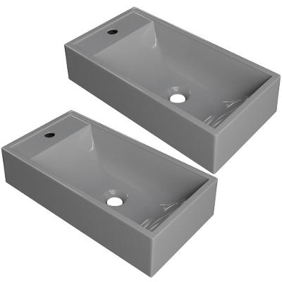 Kit 02 Cubas De Apoio Retangular Lavabo Roma C01 Rl545w Cinza - Lyam