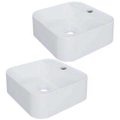 Kit 02 Cubas De Apoio Quadrada Lavabo C01 Qa31w Branco Matte Fosca - Lyam